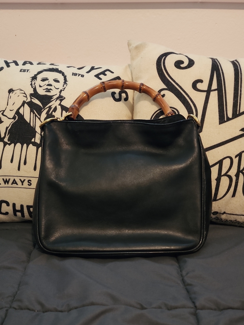 Authentic Gucci Bamboo Top Handle Leather Bag 🛍️ SO CUTE!